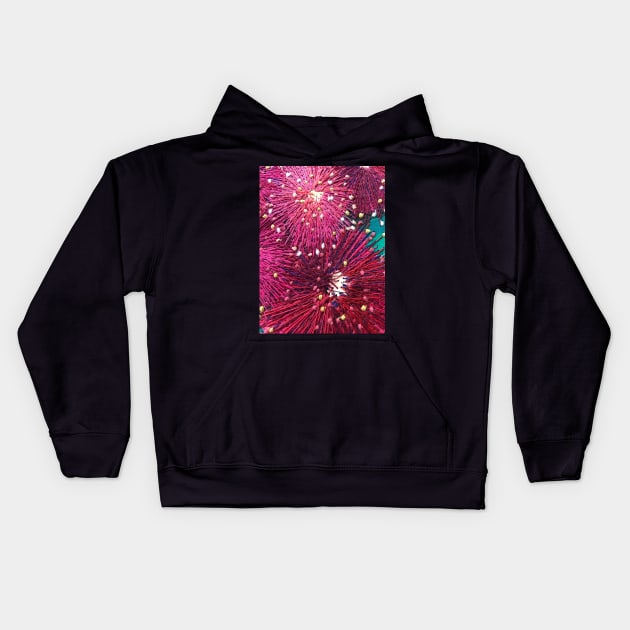 Deep Pink Australian Native Gum Flower Design by Leah Gay Kids Hoodie by leahgay